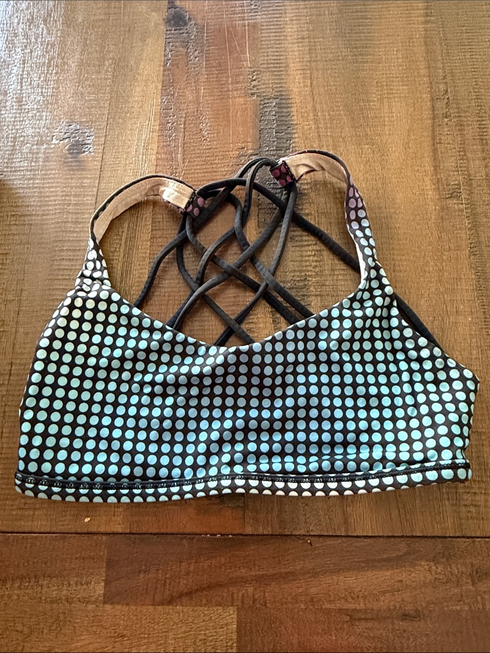 lululemon Women's Polka Dot Strappy Bralette — Turquoise/Black